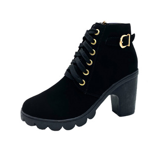 Autumn 2024 new women's shoes Korean round head thick heel side zipper plus size 35-42 short boots women's AliExpress women's shoes