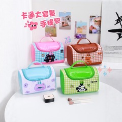かわいい猫のポータブル化粧品バッグ女性のポータブル大容量新しいパーティション収納バッグボックス旅行トイレタリーバッグ