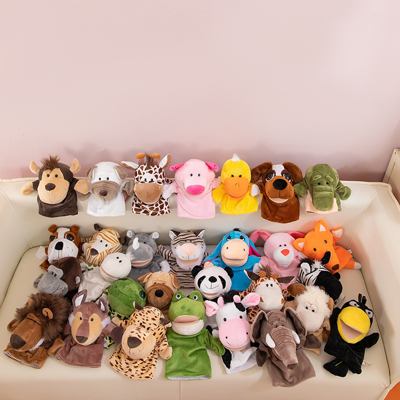 Hand Puppet Toy Animal Set Hand Soothing Doll Performance Lion Can Open Mouth Animal Doll Kindergarten Lecture Props