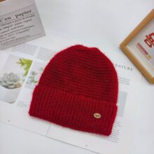 奶奶保暖套头帽秋冬新款纯色针织帽子女加绒加厚中老年妈妈毛线帽