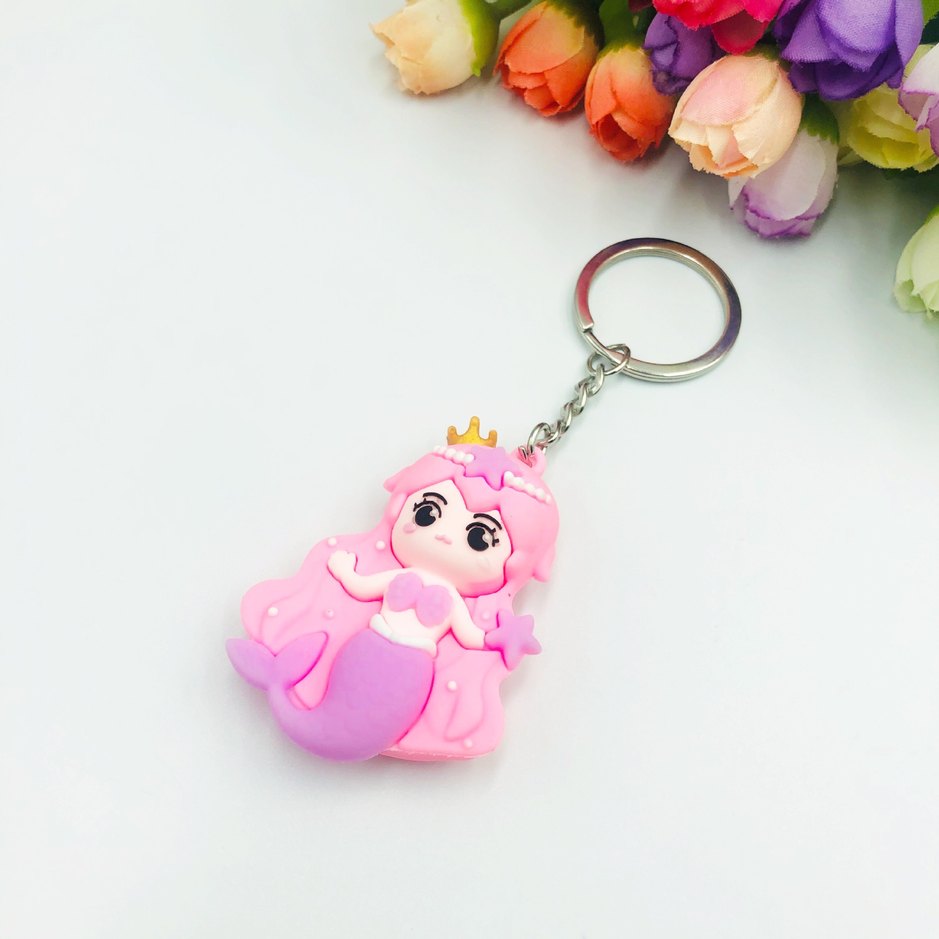 Q versión de dibujos animados sirena princesa muñeca llavero muñeca mochila colgante llavero regalo práctico