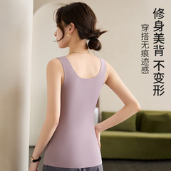 Mesh splicing sexy V-neck threaded warm vest mulberry silk inner fixed coaster warm vest women wear outside