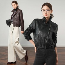 2025新款春秋西装领海宁全皮皮衣女绵羊皮修身大码小西装百搭外套