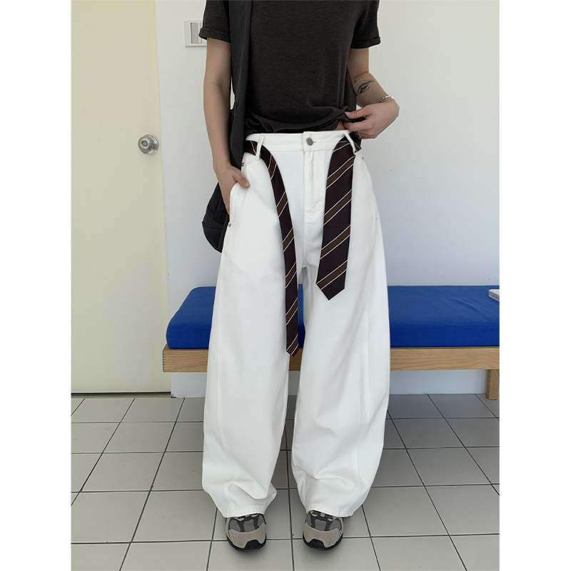 ICC 简约宽松弯刀裤立裁廓形牛仔裤女秋季女款广州十三行10362A|undefined