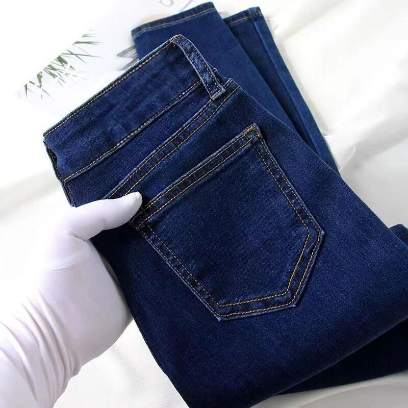 Spring and Autumn Dark Blue Elastic High-Waisted Jeans for Women 2026 New Versatile Slimming Skinny Pencil Leg Pants Spring and Autumn Dark Blue Elastic High-Waisted Jeans for Women 2026 New Versatile Slimming Skinny Pencil Leg Pants