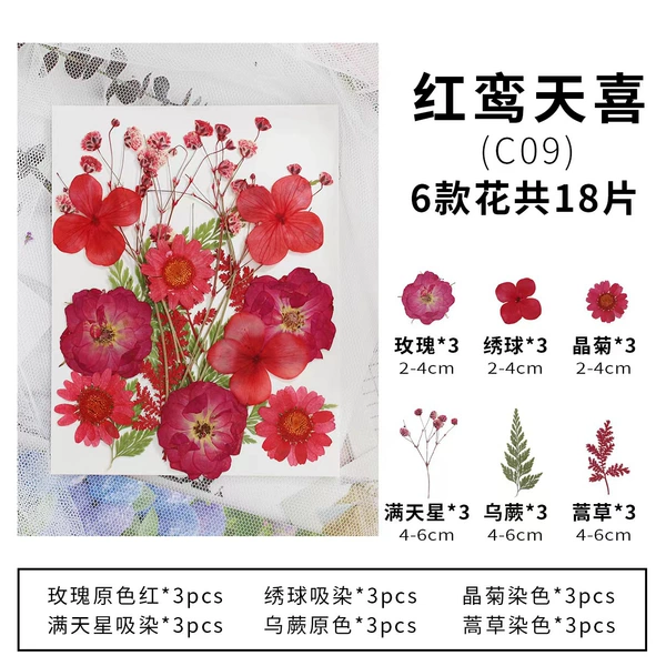 Flower materials-18 pieces type B-can be used to make 6 bookmarks