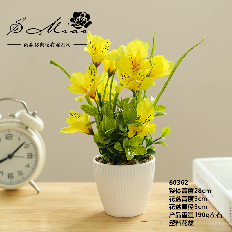 Flor artificial 10-cabeza pequeña huilan bonsai flor artificial bonsai fábrica suministro directo decoración interior pequeños adornos entrega de una sola pieza