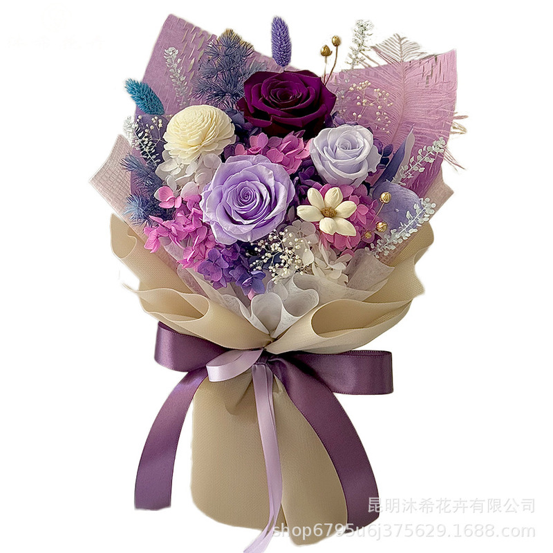 国境を越えたアマゾン永遠の花バラの花束中国のバレンタインデーの誕生日プレゼント高級花束本物の花|undefined
