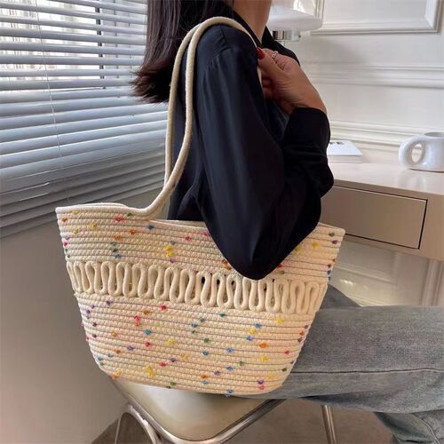 Cotton Thread Shoulder Bag Summer Versatile Crossbody Bag Beach Bag for Women Shoulder Bag