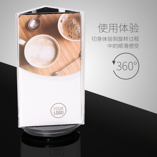 Acrylic three-sided rotating table card, plexiglass triangle table sign, wine sign, table price sign, A4 display stand