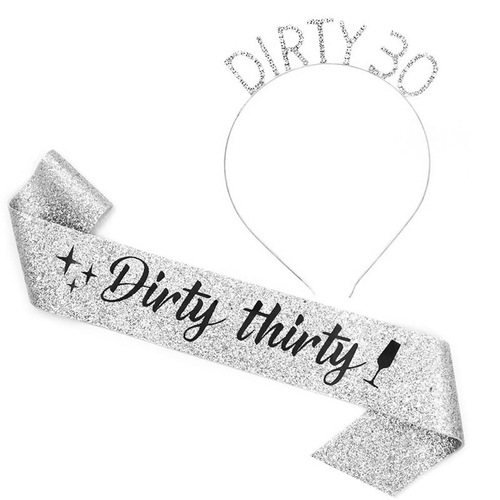 30-year-old DIRTY THIRTY ceremonial belt birthday party decoration props girl headband crown shoulder strap set