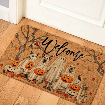 for Entrance Doors, Outdoor Doors, Shoe-Changing | Avtomobil döşəmə paspasları - zx-halloween-moment-h10-3040-silk-circle-without-overlocking