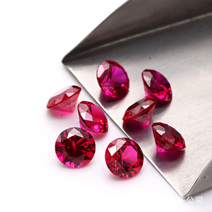 Yongye Jewelry 5# Round Red Corundum Wuzhou Red Synthetic Gem Wholesale Hardness High Crystal Stone