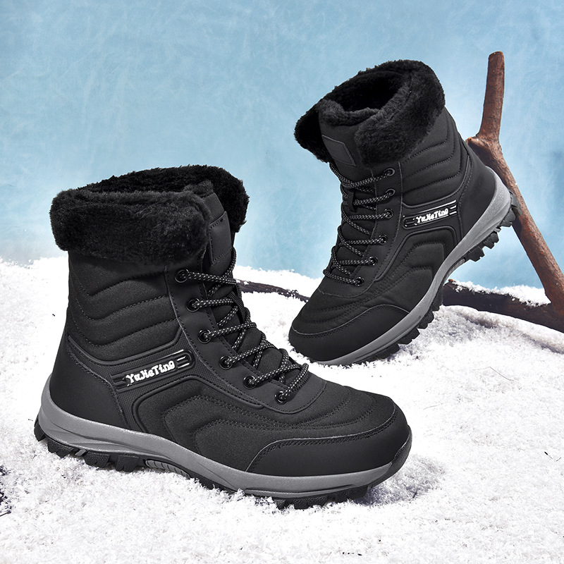 Botas de nieve transfronterizas de invierno para hombres y mujeres con zapatos de algodón calientes antideslizantes zapatos de altura media de tamaño grande comercio exterior