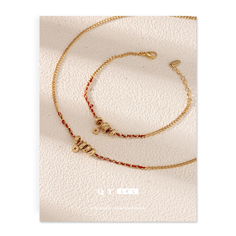 Nueva moda china lujo ligero de alto nivel nicho diseño de Año Nuevo del Caballo joyas pulseras de Año Nuevo monedas de oro monedas collares mujeres