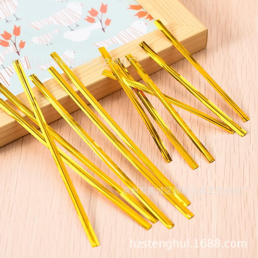 10cm20cm现货金色棒棒糖面包袋婚庆礼盒扎丝扎带捆扎绳雪糕袋扎丝