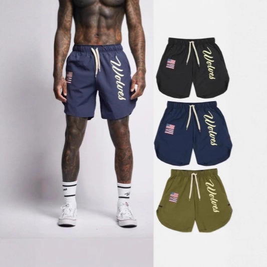 2025 Cross-Border New Muscle Fitness Men's Sports and Bodybuilding Shorts Casual Running Breathable Sweat-Wicking Three-Point Shorts