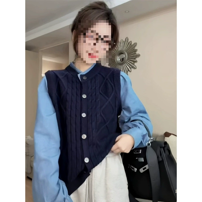 YS8 джинсовая вязаная рубашка из двух частей для женщин, осенний новый популярный стильный дизайн, свободный и тонкий кардиган