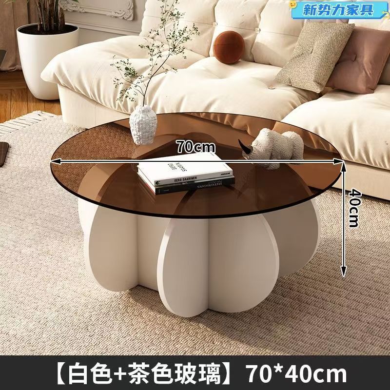 玻璃茶几茶几轻奢现代客厅家用小户型简约圆形网红ins桌子极简|undefined