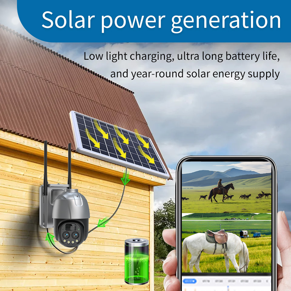 Cámara de vigilancia solar al aire libre HD visión nocturna intercomunicador de voz remoto 4g cámara doméstica al aire libre impermeable