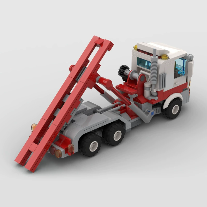 Конструктор Lego, красный грузовик, творческий набор, игрушечная машина, транспорт, мусоровоз, инженерное транспортное средство