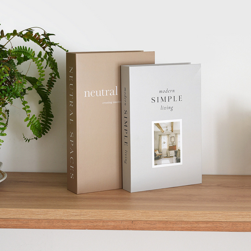 Foldable Fake Book in Neutral Colors, Simple Realistic Book Box, Coffee Table Decoration, Rustic Style Display Book Model