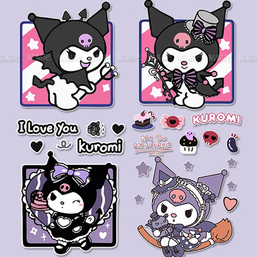 Kuromi Cute Cartoon Electric Car Sticker Battery Motorcycle Body Scratch Sticker Laptop Luggage Decoration