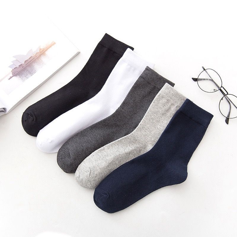 Black and White Grey Mid-tube Socks Autumn and Winter Men's Socks Men's Mid-tube Cotton Socks Spring and Autumn Anti-odor Casual All-match Business Men's Socks