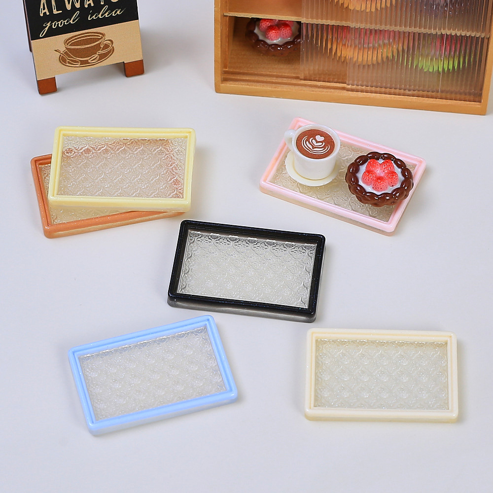 树脂配件批发童趣手工diy奶油胶饰品创意小摆件透色方形美观盘子