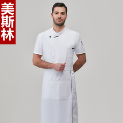 Men's Western Restaurant Chef Uniform for Hotels, Korean Restaurant, BBQ Restaurant, Culinary Back Kitchen, Short-Sleeve Summer Wear