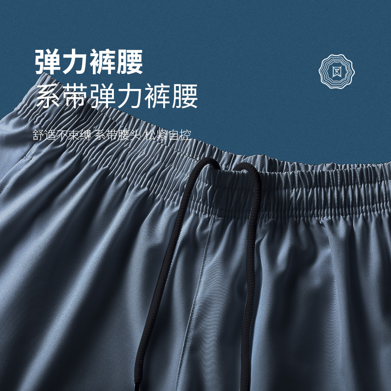 Pantalones cortos de hielo para hombres, tres puntos, correr, atletismo, fitness, verano, delgados, pantalones de entrenamiento de maratón de secado rápido