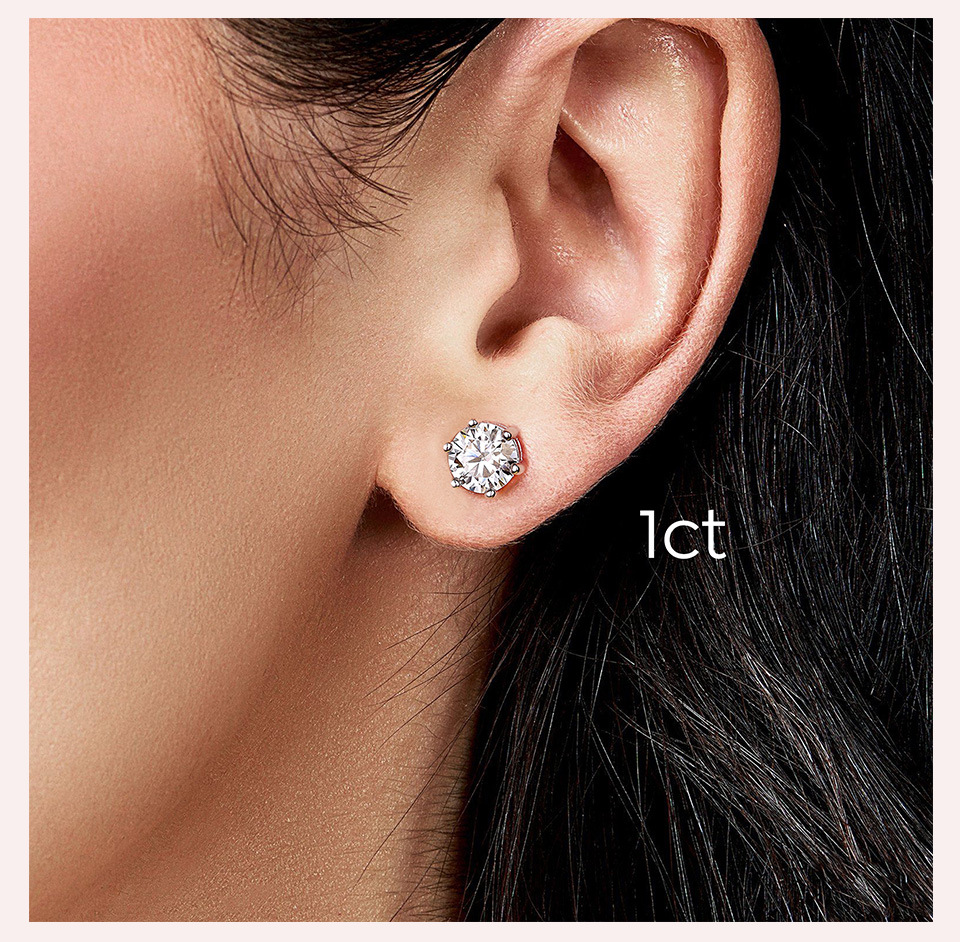 Moissanite Inlay Material Ear Studs Classification 1 Pair 925 Sterling Silver Moissanite Geometric Ear Studs