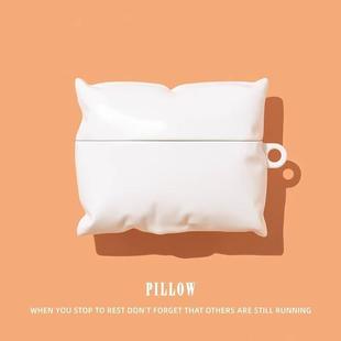 Creative and Interesting White Pillow Silicone Suitable for Airpodspro2/3 Generation Apple 4Th Generation Headphone Shell Protective Cover Soft