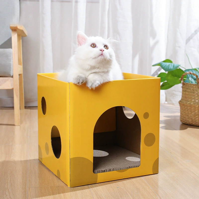 Сырная коробка кошачий царапает коготь шлифовальный коготь гофрированная бумага утолщает износостойкий квадратный двухслойный кошачий помет кошачий игрушка спот оптом
