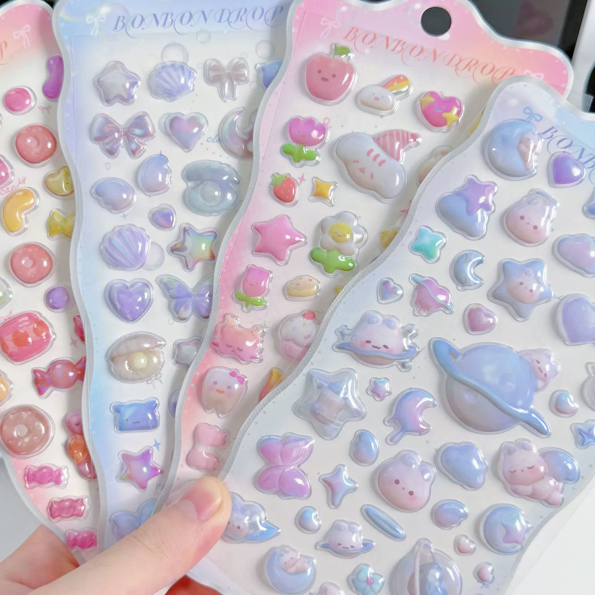 儿童贴纸女孩3d立体浮雕贴宝石水晶贴可爱贴画玩具手机装饰小图案