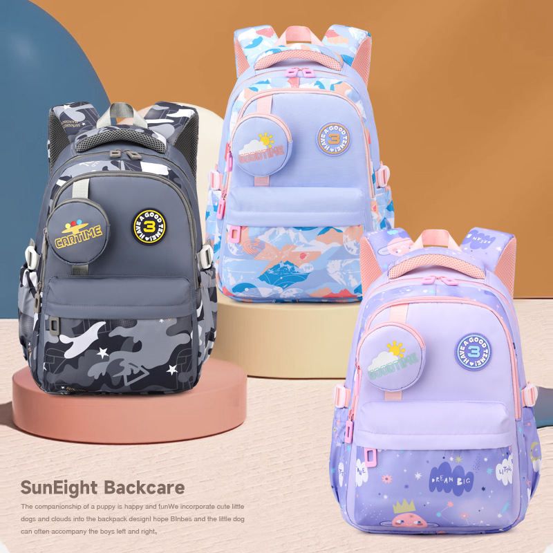 Nuevo pez natural jardín de infantes clase grande - 2 grados mochila pequeña bebé lindas mochila para niños y niñas para reducir la carga de la cresta