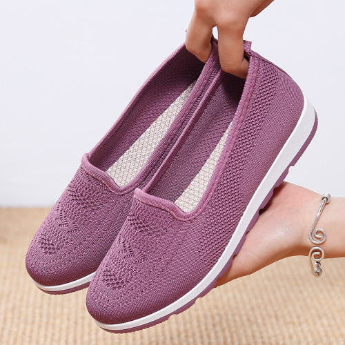 鞋子女夏季一脚蹬老人鞋软底老北京布鞋透气浅口中老年妈妈鞋