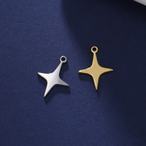 Foreign trade cross-border best-selling cut titanium steel four-pointed star pendant, personalized, simple and polished stainless steel jewelry accessories