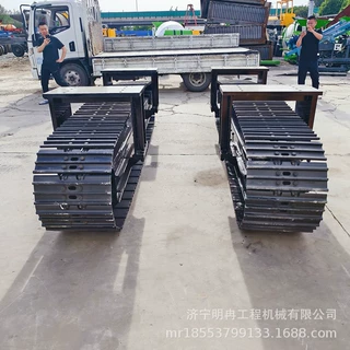 明冉机械全液压四轮一带钢制履带底盘总成 30-60吨承重钢链板底盘