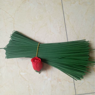 2号花杆10/15/20/30/40单支玫瑰花杆花铁丝绿色胶包扁线绿植装饰