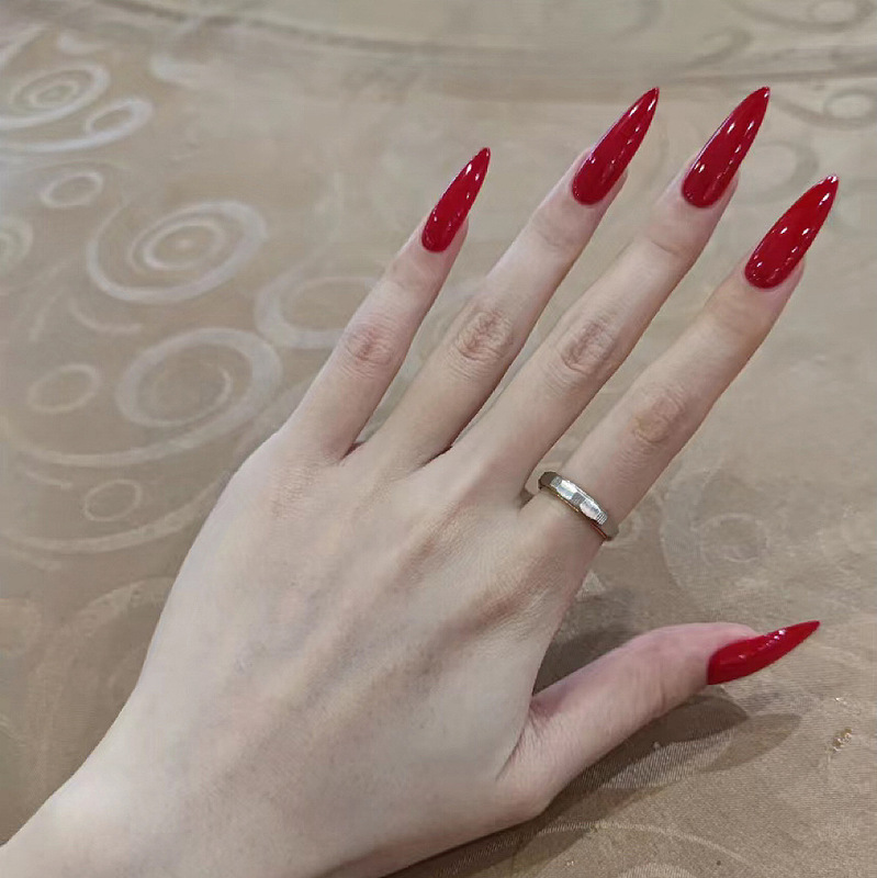 CS-106 art pointed red fake nail piece cross-border wear nail polish piece nail patch 24 pieces nail piece wholesale CS-106 art pointed red fake nail piece cross-border wear nail polish piece nail patch 24 pieces nail piece wholesale