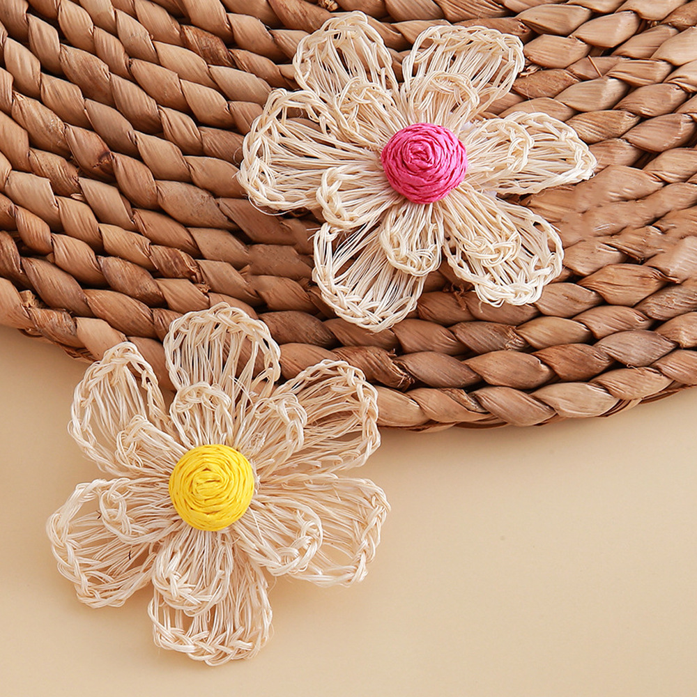 straw woven creative earrings handmade