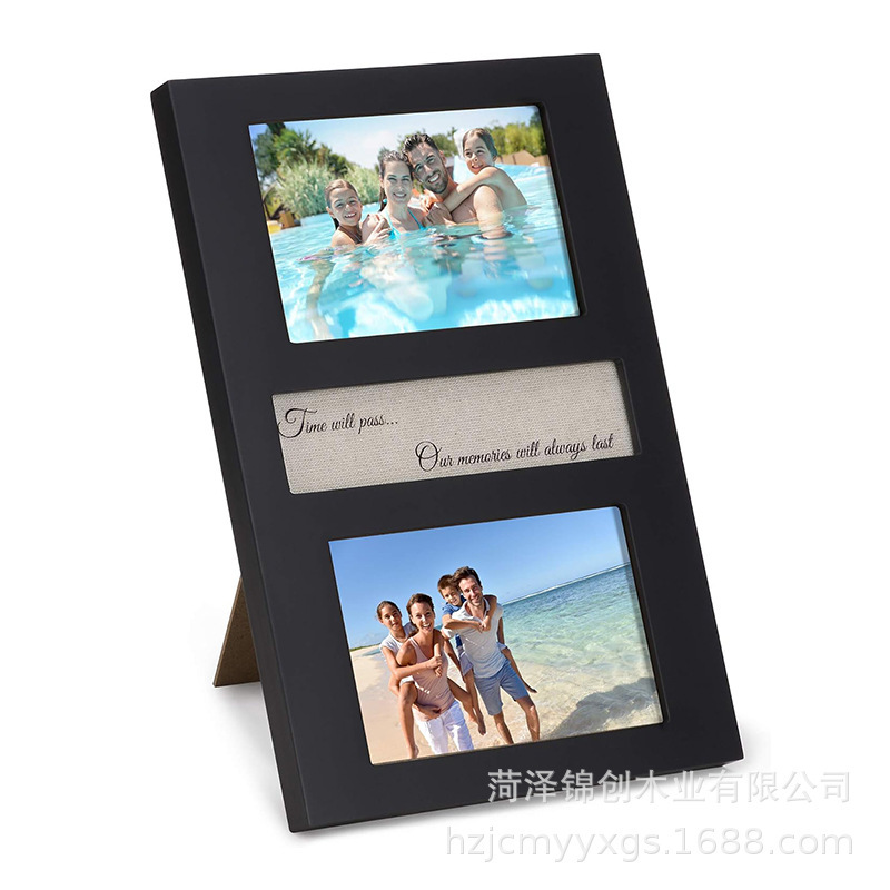 Solid wood double photo frame desktop wall vertical photo frame couple parents family warm heart memories picture frame desktop decoration
