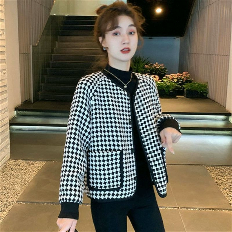 Женское короткое пальто в стиле Chanel, Новинка осени и зимы, модное свободное короткое пальто в стиле «гусиная лапка» высокого класса, 2023