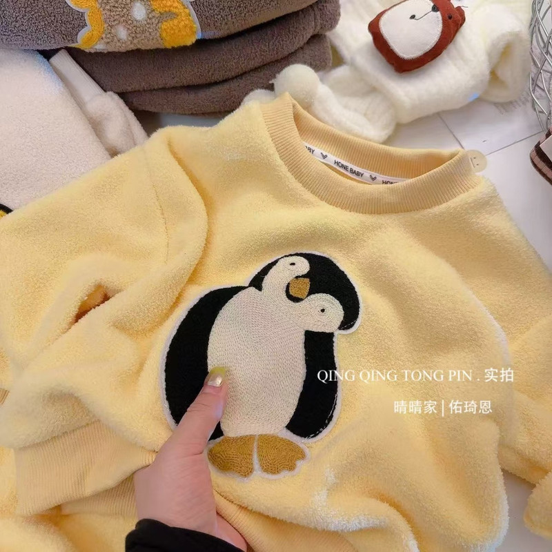 新款儿童睡衣保暖套装秋冬男女童加厚家居服宝宝加绒居家套装|undefined