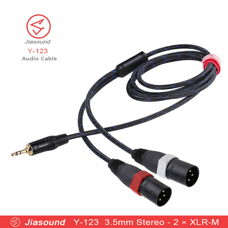 Jiasound Y-123 3.5转双卡侬公小三芯转双卡农公母一分二音频线