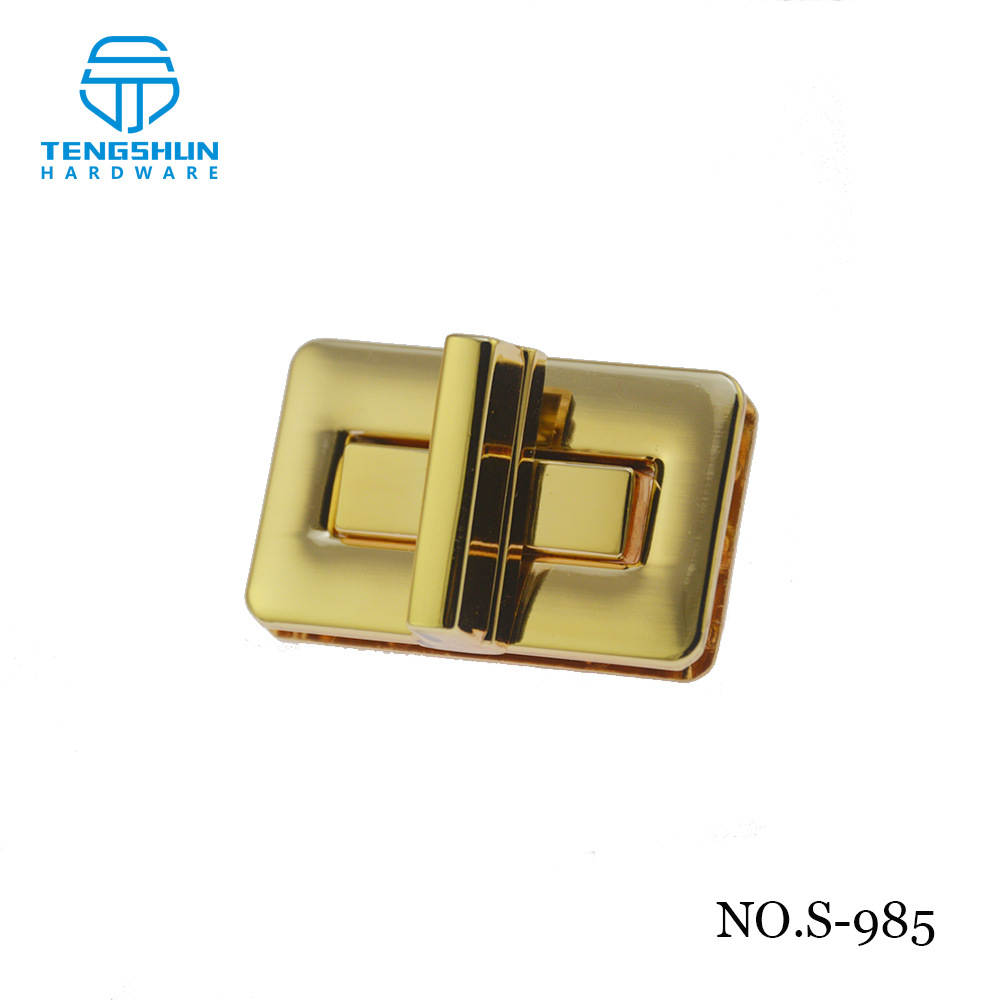 手袋箱包五金配件方锁锌合金包包五金配件浅金拧锁