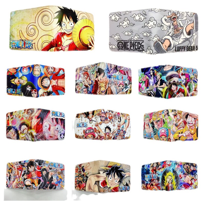 Anime One Piece Surrounding Short Wallet Sail King Lufei Solon Choba PU Male Student Cartoon Wallet Card Bag