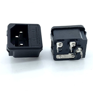 Ac Power Socket with Fuse, 3-Pin Male Socket for Appliances, All-Copper, 10A 250V