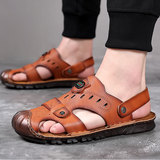 Летние сандалии, мужская трендовая нескользящая пляжная обувь для отдыха, из натуральной кожи, мягкая подошва
